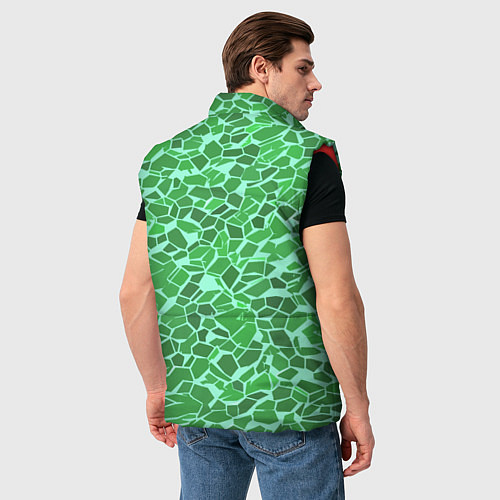 Мужской жилет Зелёные плитки на салатовом фоне / 3D-Красный – фото 4