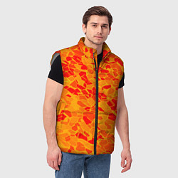 Мужской жилет Красные плитки на жёлтом фоне, цвет: 3D-светло-серый — фото 2