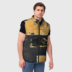 Мужской жилет Абстракция черная и коричневая краска, цвет: 3D-черный — фото 2