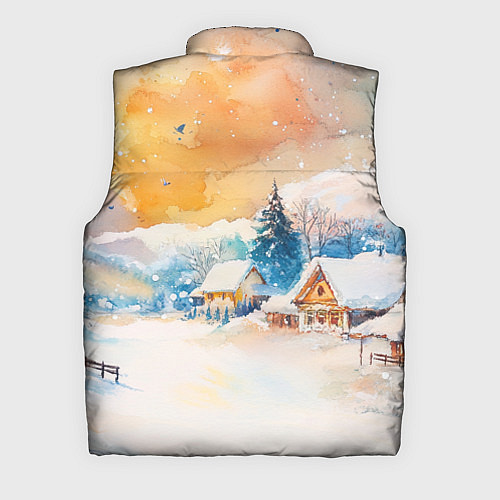 Мужской жилет Деревенский новогодний пейзаж / 3D-Черный – фото 2
