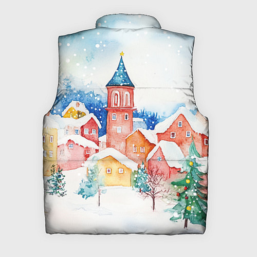 Мужской жилет Новогодний сказочный город / 3D-Черный – фото 2