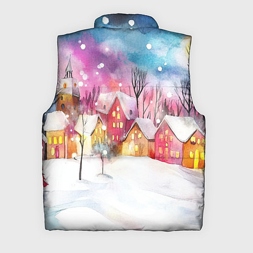 Мужской жилет Новогодний ночной дворик / 3D-Красный – фото 2