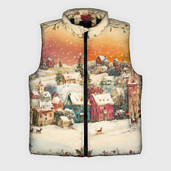 Мужской жилет Новогодний город из разноцветных домов