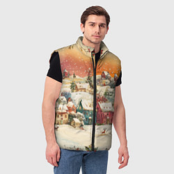 Мужской жилет Новогодний город из разноцветных домов, цвет: 3D-черный — фото 2