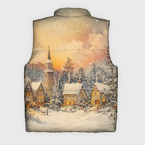 Мужской жилет Новогодний небольшой городок / 3D-Черный – фото 2