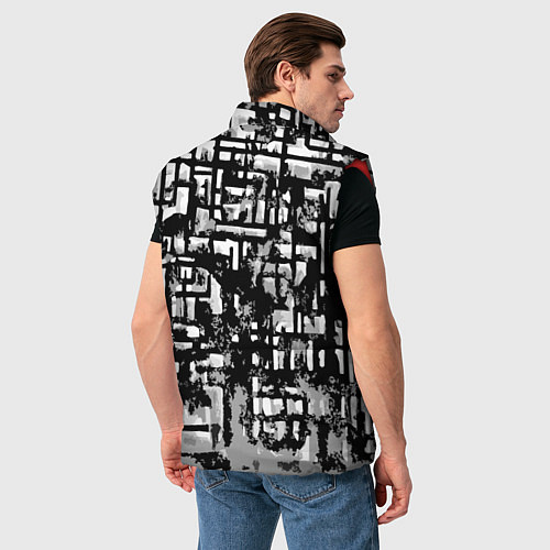 Мужской жилет Бело-чёрная абстракция / 3D-Красный – фото 4