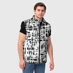 Мужской жилет Бело-чёрная абстракция, цвет: 3D-черный — фото 2