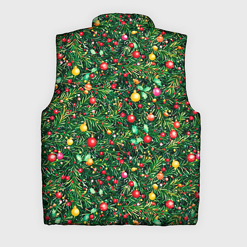Мужской жилет Разноцветные шары на ёлке / 3D-Черный – фото 2