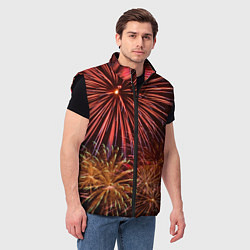 Мужской жилет Яркий красочный фейерверк, цвет: 3D-черный — фото 2