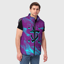 Мужской жилет Doom neon flame, цвет: 3D-светло-серый — фото 2