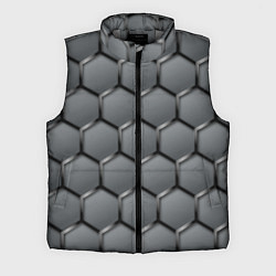Мужской жилет Стальные шестигранники на сером фоне, цвет: 3D-светло-серый