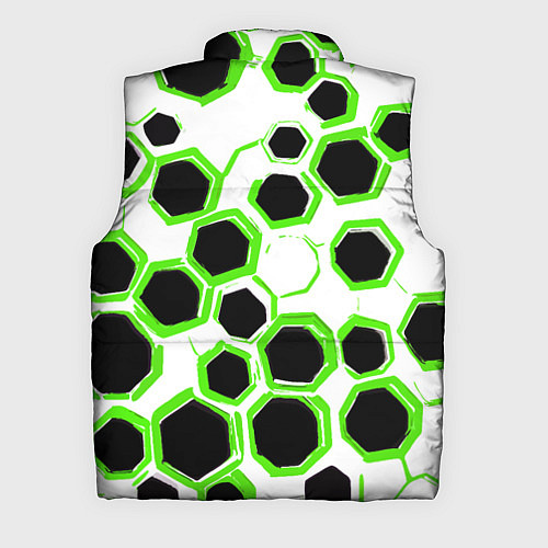 Мужской жилет Чёрно-зелёные шестиугольники на белом фоне / 3D-Черный – фото 2