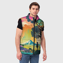 Мужской жилет На природе абстракция, цвет: 3D-черный — фото 2