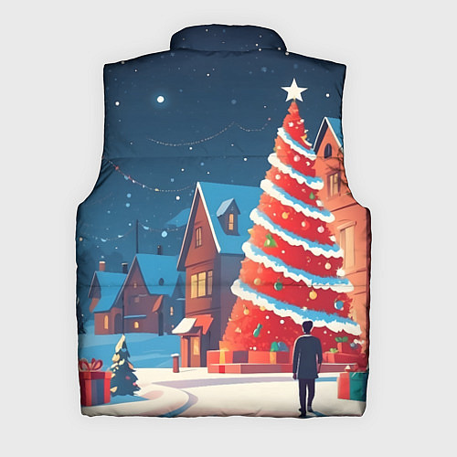Мужской жилет Рождественская улица / 3D-Красный – фото 2