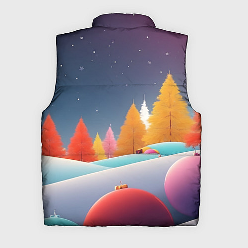 Мужской жилет Яркие новогодние елки / 3D-Черный – фото 2