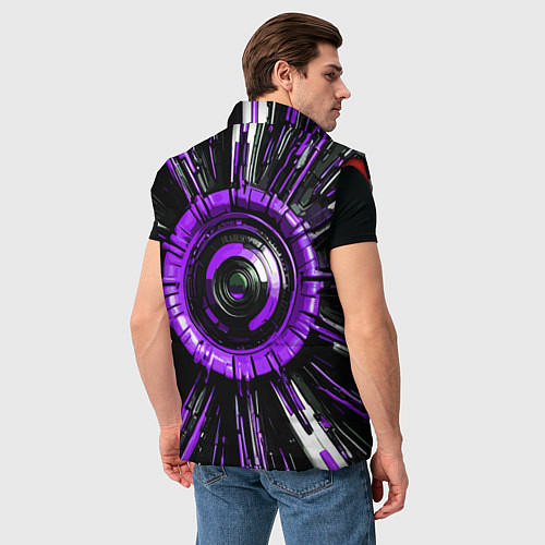 Мужской жилет Чёрно-фиолетовая сфера киберпанк / 3D-Красный – фото 4