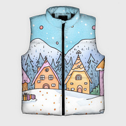 Мужской жилет Новогодние рисованные домики
