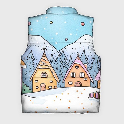 Мужской жилет Новогодние рисованные домики / 3D-Черный – фото 2