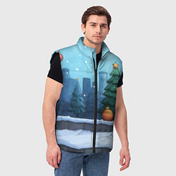 Мужской жилет Елки и елочные игрушки, цвет: 3D-черный — фото 2