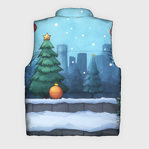 Мужской жилет Елки и елочные игрушки / 3D-Черный – фото 2