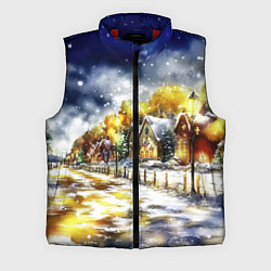 Мужской жилет Новогодний пейзаж акварель