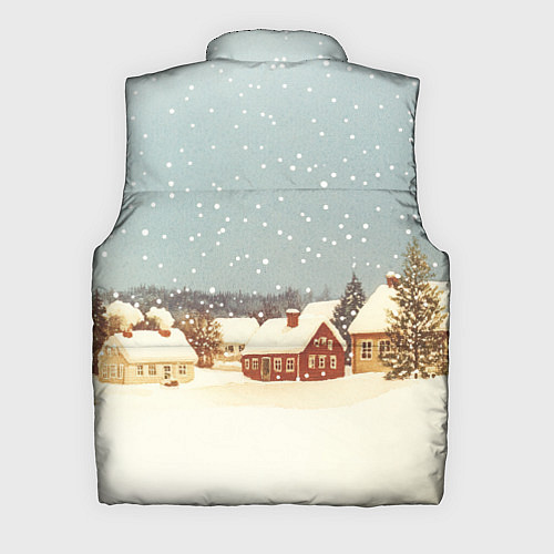 Мужской жилет Дома и снежное небо / 3D-Черный – фото 2
