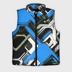 Мужской жилет Сине-белый техно паттерн на чёрном фоне