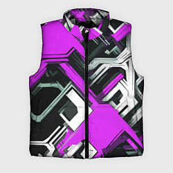Мужской жилет Бело-фиолетовый техно паттерн на чёрном фоне