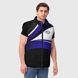 Мужской жилет Субару - белая волна, цвет: 3D-черный — фото 2