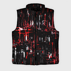 Мужской жилет Бело-красная тревожная абстракция на чёрном фоне