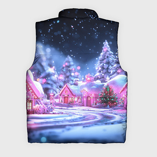 Мужской жилет Неоновые новогодние домики / 3D-Черный – фото 2