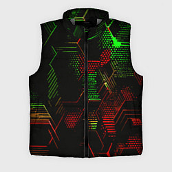 Мужской жилет Красно-зелёные точки и линии на чёрном фоне