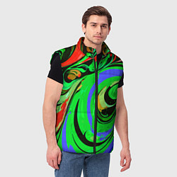 Мужской жилет Красно-зелёный узор, цвет: 3D-черный — фото 2