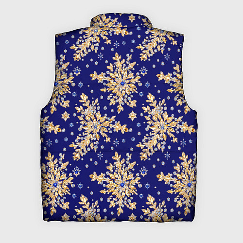 Мужской жилет Золотые снежинки на синем шелке / 3D-Черный – фото 2