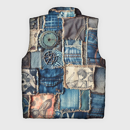 Мужской жилет Аниме пэчворк деним / 3D-Черный – фото 2