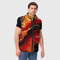 Мужской жилет Красно-золотые брызги на чёрном фоне, цвет: 3D-черный — фото 2