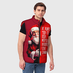 Мужской жилет Дед Мороз - не ждите чуда, цвет: 3D-красный — фото 2