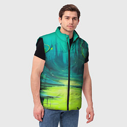 Мужской жилет Зелёная кислотная абстракция, цвет: 3D-черный — фото 2