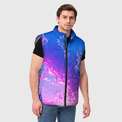Мужской жилет Розовые тучи на голубом небе киберпанк, цвет: 3D-светло-серый — фото 2