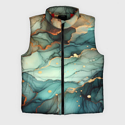 Мужской жилет Бирюзовый узор с оранжевыми вставками