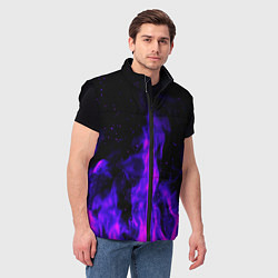 Мужской жилет Неоновый огонь на черном фоне, цвет: 3D-черный — фото 2