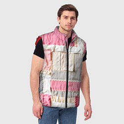 Мужской жилет Розовый пэчворк, цвет: 3D-красный — фото 2
