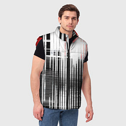 Мужской жилет Красно-чёрный гранж на белом фоне, цвет: 3D-красный — фото 2
