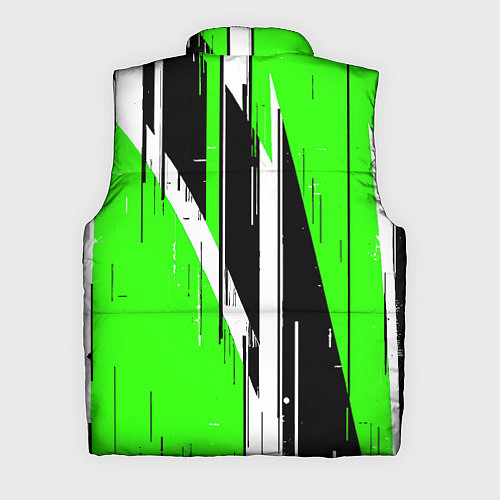 Мужской жилет Чёрно-белые вертикальные полосы на зелёном фоне / 3D-Черный – фото 2