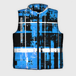 Мужской жилет Сине-белый гранж на чёрном фоне
