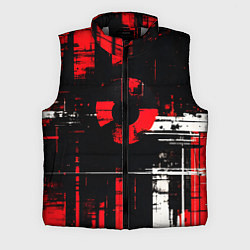 Мужской жилет Красно-белый гранж на чёрном фоне