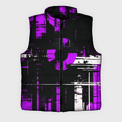 Мужской жилет Фиолетово-белый гранж на чёрном фоне