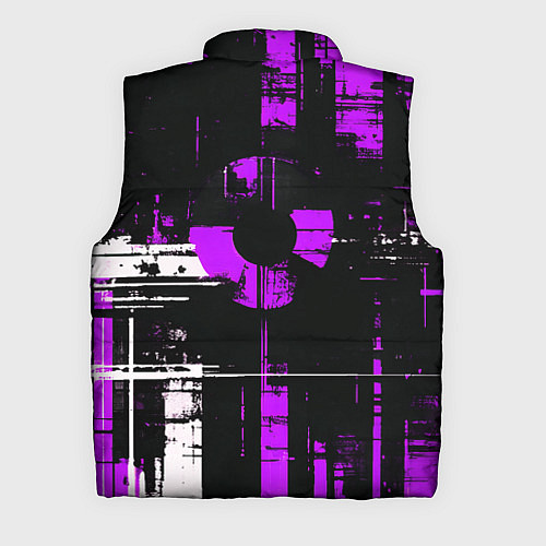 Мужской жилет Фиолетово-белый гранж на чёрном фоне / 3D-Черный – фото 2