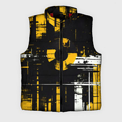 Мужской жилет Жёлто-белый гранж на чёрном фоне