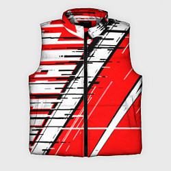 Мужской жилет Чёрно-белые глитч полосы на красном фоне